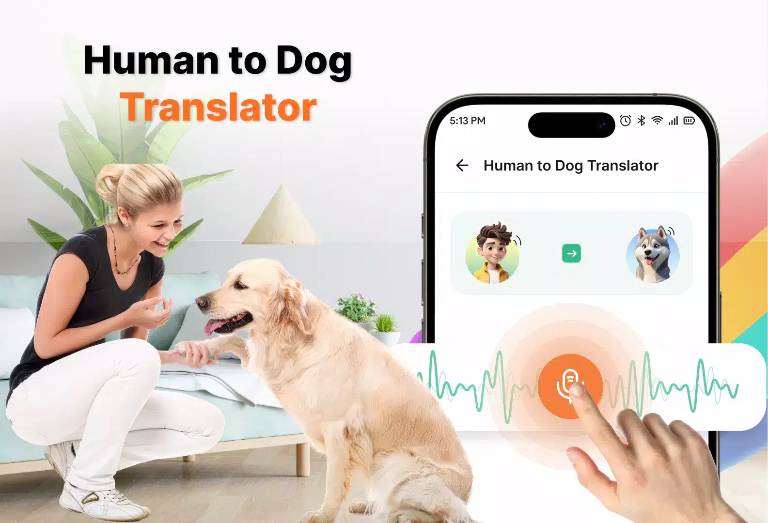 Illustration showing the improved two-way communication between owner and dog facilitated by WoofyAI's translation technology